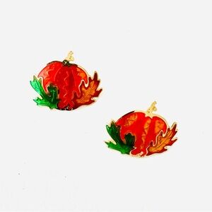 Gold and Orange Pumpkin Fall Earrings